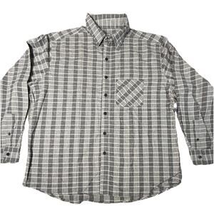 Antigua Men's 2XL Grey Plaid Pioneer Flannel Long Sleeve Shirt New